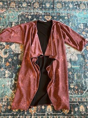 LuLaRoe Dusty Rose Floral Open-Front Cardigan